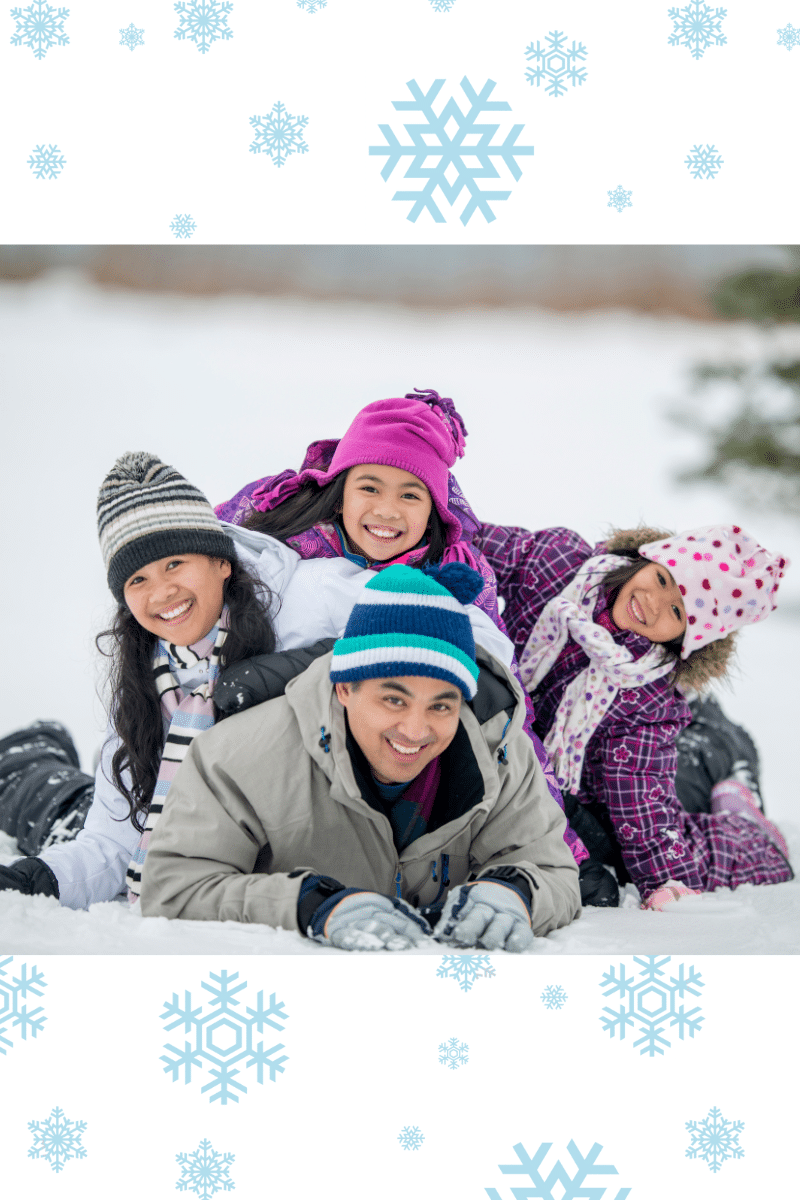 a family having fun in the winter in Nebraska