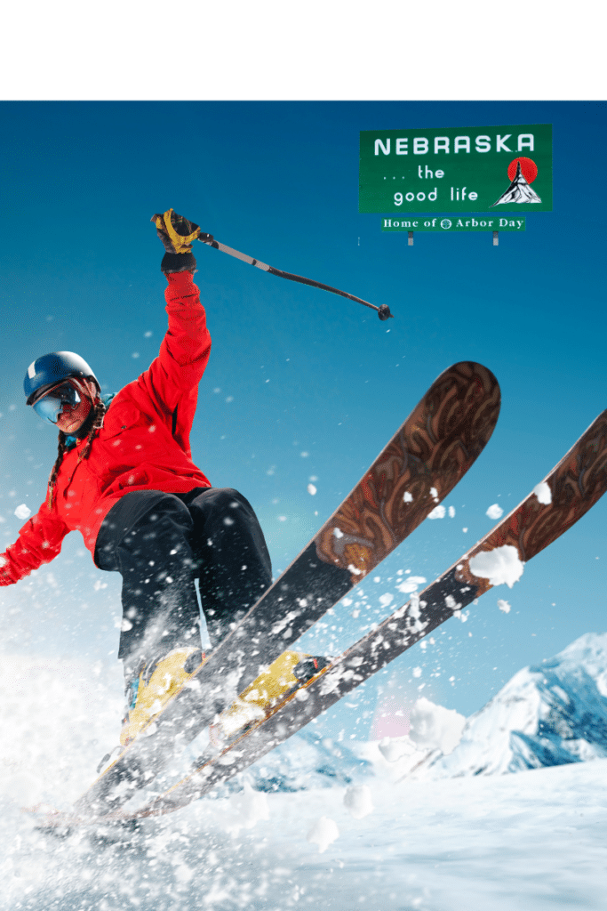 a skier heads down the slopes while enjoying winter fun in Nebraska